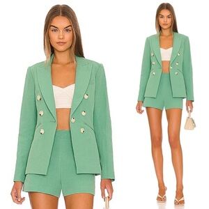 Veronica Beard Emsley Agate Green Linen Blazer Size 2